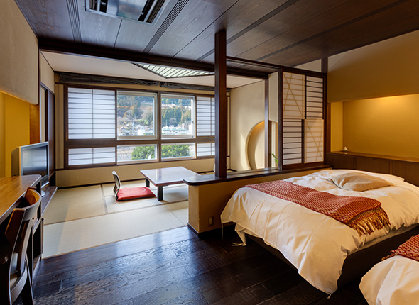A Japanese-Western room situated on the river side